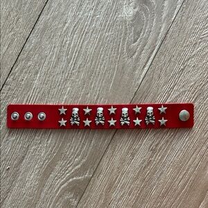 Red Star and Skull Stud Bracelet